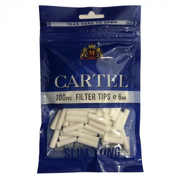 Фильтры для самокруток Cartel  Slim Long 22x6мм 100шт