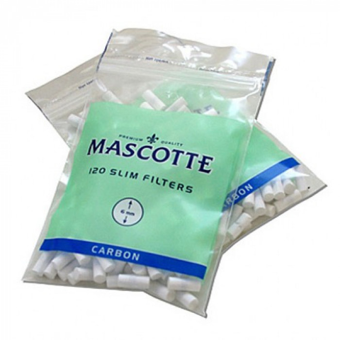 Фильтры для самокруток MASCOTTE Slim Filters Carbon 6х15мм120 шт