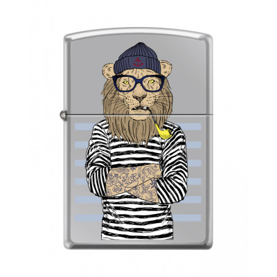 Зажигалка ZIPPO Лев-моряк с покрытием High Polish Chrome 250 lion