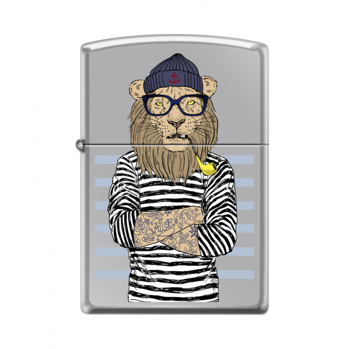 Зажигалка ZIPPO Лев-моряк с покрытием High Polish Chrome 250 lion