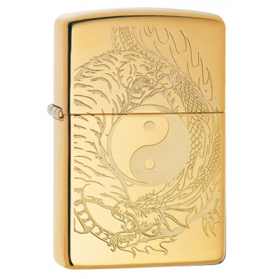 Зажигалка High Polish Brass Tiger and Dragon Design ZIPPO 49024
