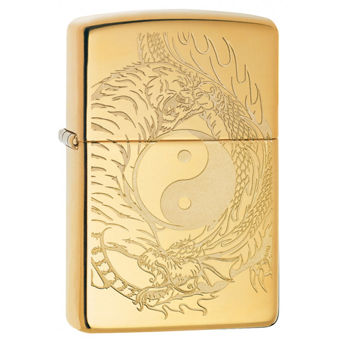 Зажигалка High Polish Brass Tiger and Dragon Design ZIPPO 49024
