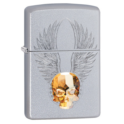 Зажигалка Satin Chrome™ хрустальный череп Swarovski® ZIPPO 49034