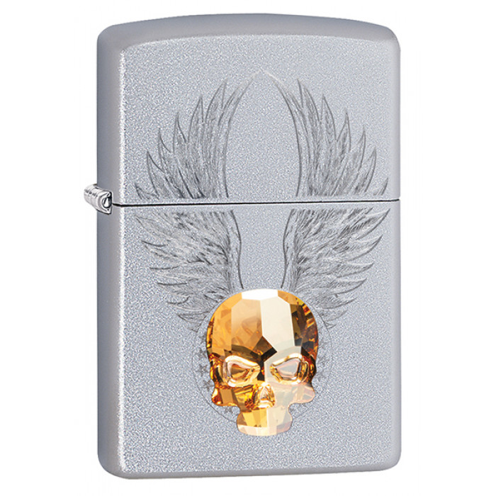 Зажигалка Satin Chrome™ хрустальный череп Swarovski® ZIPPO 49034