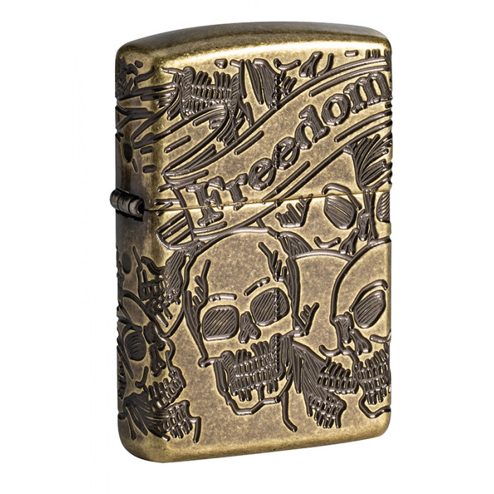 Зажигалка Armor™ Freedom Skull Antique Brass™ ZIPPO 49035